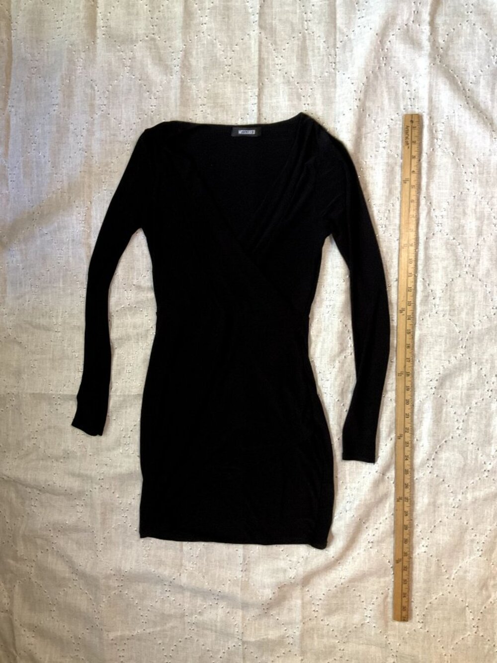 Missguided Black Long Sleeve Wrap Dress - Size 4